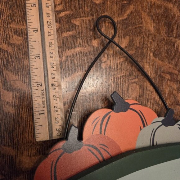 Green Truck W/ Working Headlights Hello Fall Harvest Wooden and Metal Wall Decor - Picture 5 of 13